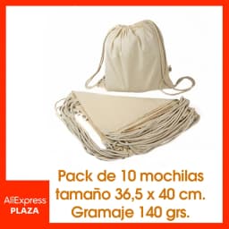 Pack 10 20 40 50 100 Mochilas Tipo Saco De Algodón Natural ECO 45x39cm - Mochilas De Tela Reutilizables Para Pintar, Manualidades Y Excursiones - Mochilas Ecológicas Con Cierre De Cordón