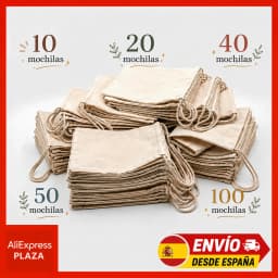Pack 10 20 40 50 100 Mochilas Tipo Saco De Algodón Natural ECO 45x39cm - Mochilas De Tela Reutilizables Para Pintar, Manualidades Y Excursiones - Mochilas Ecológicas Con Cierre De Cordón