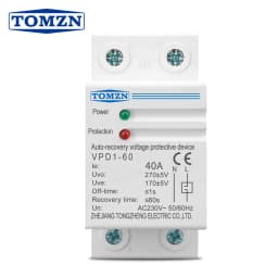 TOMZN 1 PCS 40A 230V DIN Rail Automatic Recovery Reconnect Over Voltage And Under Voltage Protective Device Protection Relay
