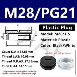 10pcs Hole Cap Plastic Plug IP68 Waterproof Nylon Thread Hole Plug M20*1.5 Black Grey Hole Cap Sealing Cover With Rubber