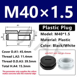 10pcs Hole Cap Plastic Plug IP68 Waterproof Nylon Thread Hole Plug M20*1.5 Black Grey Hole Cap Sealing Cover With Rubber