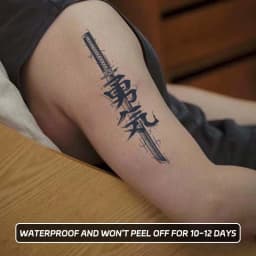 Long-lasting Waterproof Tattoo Sticker Non-reflective Chinese Character Knife Pattern Arm Temporary Tattoo