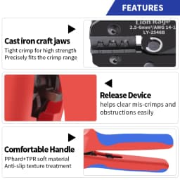 Solar Photovoltaic Tool MC4 Terminal Crimping Pliers LY-2546B Solar Panel Waterproof Connector Tool Pliers 2.5/4/6mm² 14-10AWG