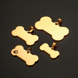 5pcs Cat Dog ID Tag Dog Stainless Steel Collar Bone Shape Pet Charm Pet Name Pendant Bone Necklace Jewelry Wholesale