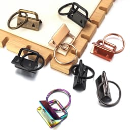 10pcs Key Fob Hardware Keychain Split Ring Wrist Wristlets Cotton Tail Clip Ribbon Leather Clip Foldover Connectors Supplies