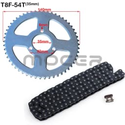 Motorcycle T8F 54T tooth 26mm 29mm 35mm 54mm Rear Chain Sprocket T8F 136link chains For 47cc 49cc Pocket Bike Mini Moto Quad ATV
