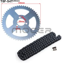 Motorcycle T8F 54T tooth 26mm 29mm 35mm 54mm Rear Chain Sprocket T8F 136link chains For 47cc 49cc Pocket Bike Mini Moto Quad ATV