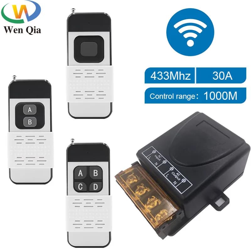 433Mhz High Power Wireless Remote Control Switch AC75-220V 30A 1000M For Factory Farm Office Exhaust Fan Pump Ceiling Lamp