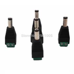 100pcs Male DC Connector 2.1*5.5mm Power Jack Adapter Plug Cable Easy Connector for CCTV Camera/3528/5050 LED Strip Light