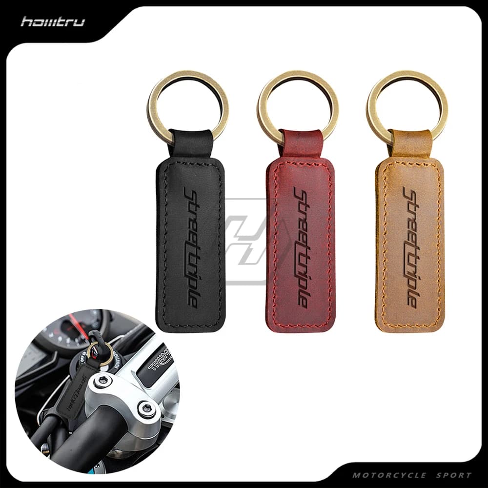 Motorcycle Cowhide Keychain Key Ring Fits for Triumph Street Triple 675 765 R RS