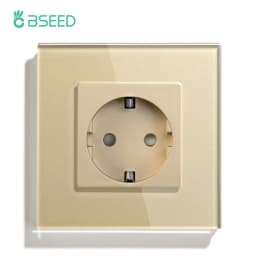 BSEED EU Double Wall Light Switches Touch Switch Wall Socket USB Type-C Charge Port Crystal Glass Panel Switch Blue Blacklight