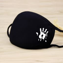 1PC Black Mask Cartoon Animal Mask Printed Handprint Dustproof Cycling Muffle Unisex Winter Thicken Cotton Half Face Mouth Mask