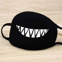 1PC Black Mask Cartoon Animal Mask Printed Handprint Dustproof Cycling Muffle Unisex Winter Thicken Cotton Half Face Mouth Mask