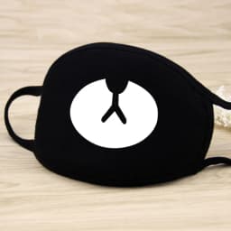 1PC Black Mask Cartoon Animal Mask Printed Handprint Dustproof Cycling Muffle Unisex Winter Thicken Cotton Half Face Mouth Mask