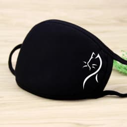 1PC Black Mask Cartoon Animal Mask Printed Handprint Dustproof Cycling Muffle Unisex Winter Thicken Cotton Half Face Mouth Mask