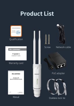 COMFAST AC1200 High Power Outdoor WiFi AP Dual Band 2.4G 5G Long Range Repeater IP66 Waterproof for Farm Rural Yard Roof