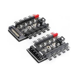 10 Port 4pin PWM Fan Hub Splitter Adpater w/ RPM Speed Controller Cable Power by IDE Molex 4 pin or SATA,Fan Spliter 4-pin 3pin