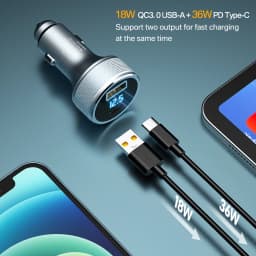 54W Quick Charge 3.0 USB Car Charger Adapter For iPhone 13 X Xiaomi SCP Type C PD Fast Charging USB C Charger Car Phone Charger