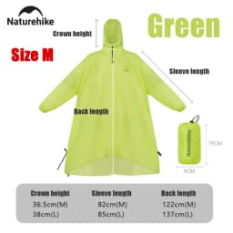 Naturehike Rain Jacket Waterproof 3 in 1 Multifunction Raincoat 210T 20D Canopy Rainwear Camping Mat Windbreaker Bike Poncho