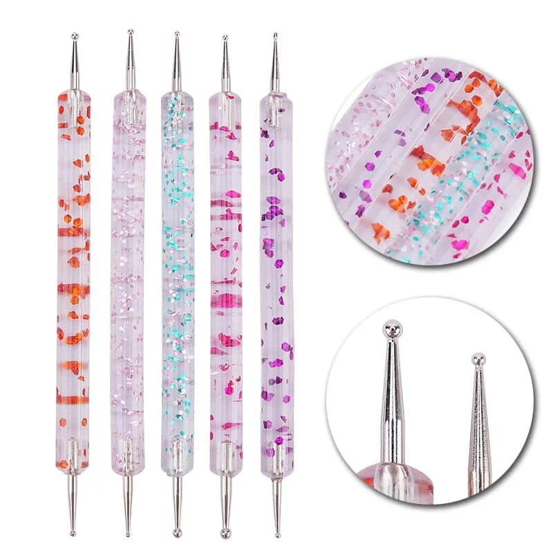 5Pcs Nail Art Dotting Pen Set Dual-Ended Manicure Tools for Painting Rhinestone Placement Drawing Design Kit