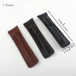 Pen Bags Separated By Single Storage Bags-Sided Leather of Pure-Color Stationery Case