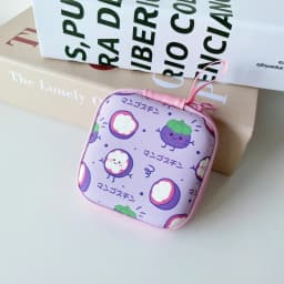 Cartoon Mini Zipper Hard Headphone Holder Case Portable Earbuds Pouch Box Earphone Storage Bag Protective USB Cable Organizer