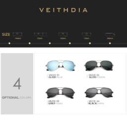 VEITHDIA Brand Sunglasses Classic Fashion Men Women Polarized Mirror UV400 Lens Outdoor Eyewear Accessories For Male/Female 8259