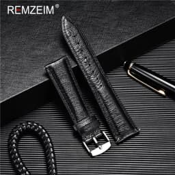REMZEIM Ostrich Pattern Leather Watchbands Bracelet Black Blue Red Brown Watch Strap For Women Men 18 20 22mm Wrist Band