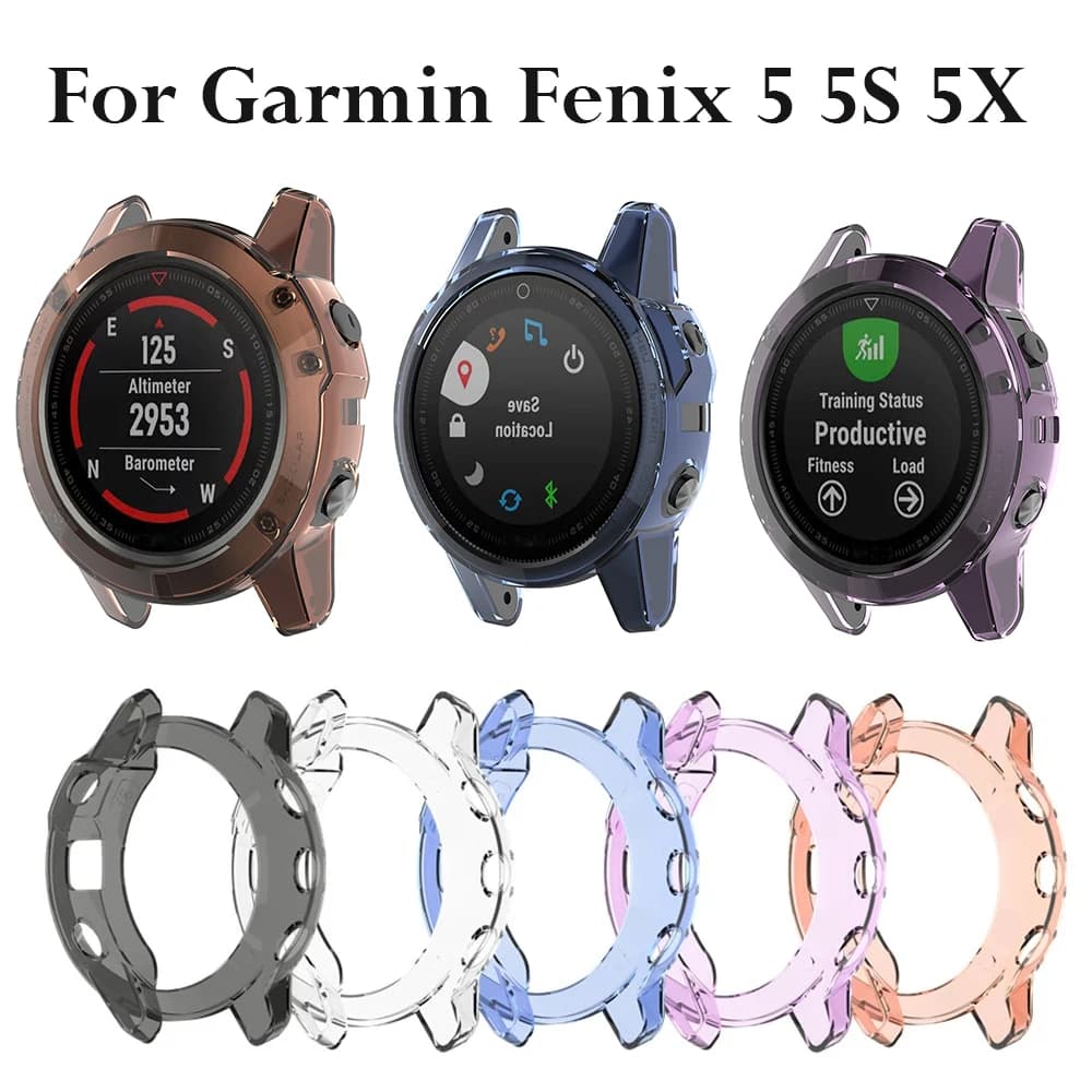 Soft TPU Protector Case For Garmin Fenix 5 5S 5X Plus Clear Protective Shell Frame Bumper Cover
