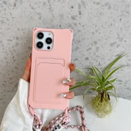 Strap Case For iPhone 17 Pro Max 16 15 14 12 18 13 Mini Plus Air Shockproof Silicone Card Slot Crossbody Necklace Lanyard Cover