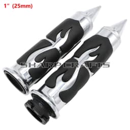 1" 25mm & 7/8'' 22mm Billet Rubber Flame Spike Hand Grips For Harley Honda Kawasaki Suzuki Yamaha Bikes Cruiser Chopper Custom