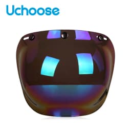 Authentic Bubble Mirror Motorcycle Helmet Three Button Type Retro Style Helmet Lenses Bubble Shield Visors Helmet Accessories