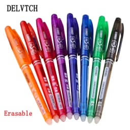 0.7mm 0.5mm Bullet Tip Erasable Gel Pen Set Refill Rods Blue Black Color Ink Cartridge Office School Writing Drawing Stationery