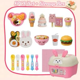 @9 Types Food Feeding Toy Japanese Pudding Feeding Toy Ramen Ice Cream Jelly Strawberry Pudding Set Kids' Role Play Toys Gifts