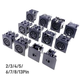 5/20 Pcs Female Din Connector Receptacle 2 3 4 5 6 7 8 9 13 Pin Circular Connector Right Angle PCB Solder Sockets Tin