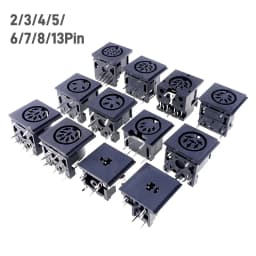 5/20 Pcs Female Din Connector Receptacle 2 3 4 5 6 7 8 9 13 Pin Circular Connector Right Angle PCB Solder Sockets Tin