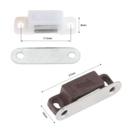5Pcs Mini Magnetic Door Catches Kitchen Cupboard Wardrobe Cabinet Latch Catch White Brown Cabinet Hardware 27x10mm/1.06"x 0.39"