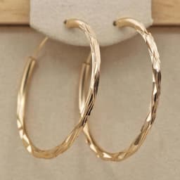 Huitan Classic Simple Hoop Earring for Women Gold Color Geometric Pattern Suit Various Occasions Metal Versatile Female Jewelry