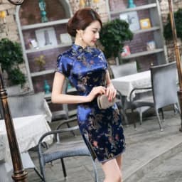 Old Shanghai Tradition Qipao Elegant Women Perform Formal Cheongsam Oversize 6XL Mandarin Collar Short Dress Sexy Vestidos