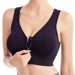 Women's Front Zipper Sports Bra Seamless Shockproof Breathable Fitness Brassiere No Underwire Running Bralette