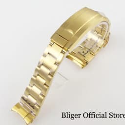Silver Black 20mm Width Stainless Steel Watch Strap Bracelet Two Tone Gold/Rose Gold Glide Lock Clasp for Dive Men Watch