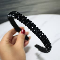 Lystrfac Solid Color Luxury Rhinestone Headband for Women Beads Bezel Shiny Hairband Girls Bride Wedding Hair Accessories