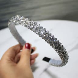 Lystrfac Solid Color Luxury Rhinestone Headband for Women Beads Bezel Shiny Hairband Girls Bride Wedding Hair Accessories