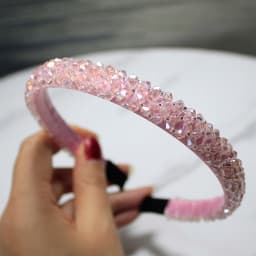 Lystrfac Solid Color Luxury Rhinestone Headband for Women Beads Bezel Shiny Hairband Girls Bride Wedding Hair Accessories