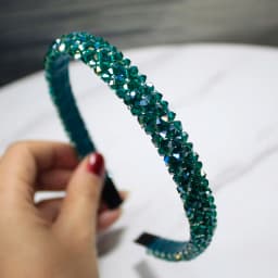 Lystrfac Solid Color Luxury Rhinestone Headband for Women Beads Bezel Shiny Hairband Girls Bride Wedding Hair Accessories