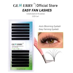 GEMERRY Easy Fan Eyelash Extensions D Curl W Shape Flowering Self-Making Fan Lashes Volume Eyelashes Faux Mink Makeup Tool