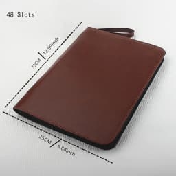 New Leather Large Capacity Fountain Pencil Case 48 Slots Pen Bag Writing Holder Supplies Accessories