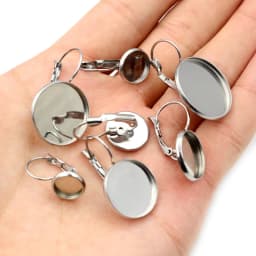 316 Stainless Steel Gold Plated 6-25mm French Lever Cabochon Earring Setting Blank Base Cameo Tray DIY Ear Jewelry Findings