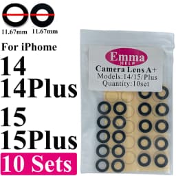 EmmaHelp 10set Back Camera Glass for iPhone 15 14 13 12 16 17 Pro Max Rear Camera Lens Cover Replacement Sticker A+