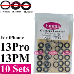 EmmaHelp 10set Back Camera Glass for iPhone 15 14 13 12 16 17 Pro Max Rear Camera Lens Cover Replacement Sticker A+